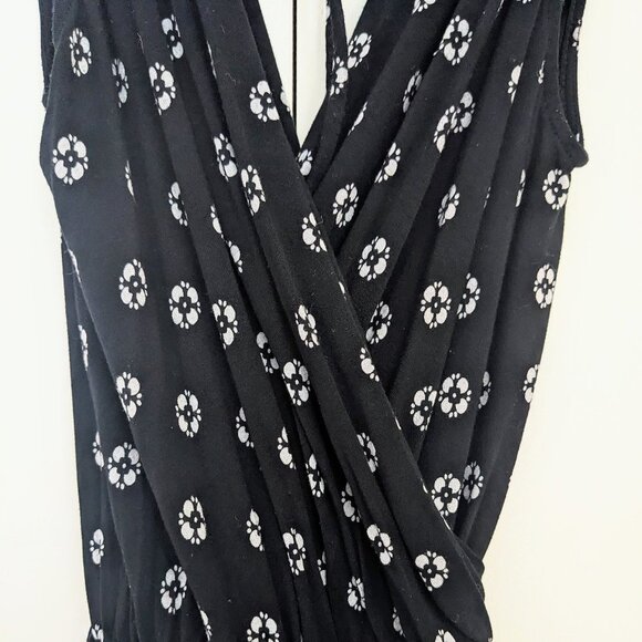Loft XS Petite Black Print Faux Wrap Dress - Picture 2 of 7